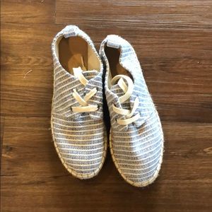 Blue fabric sneakers